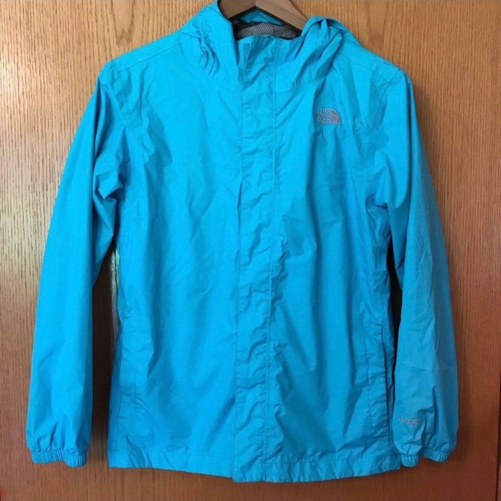 The North Face turquoise girls Hyvent windbreaker